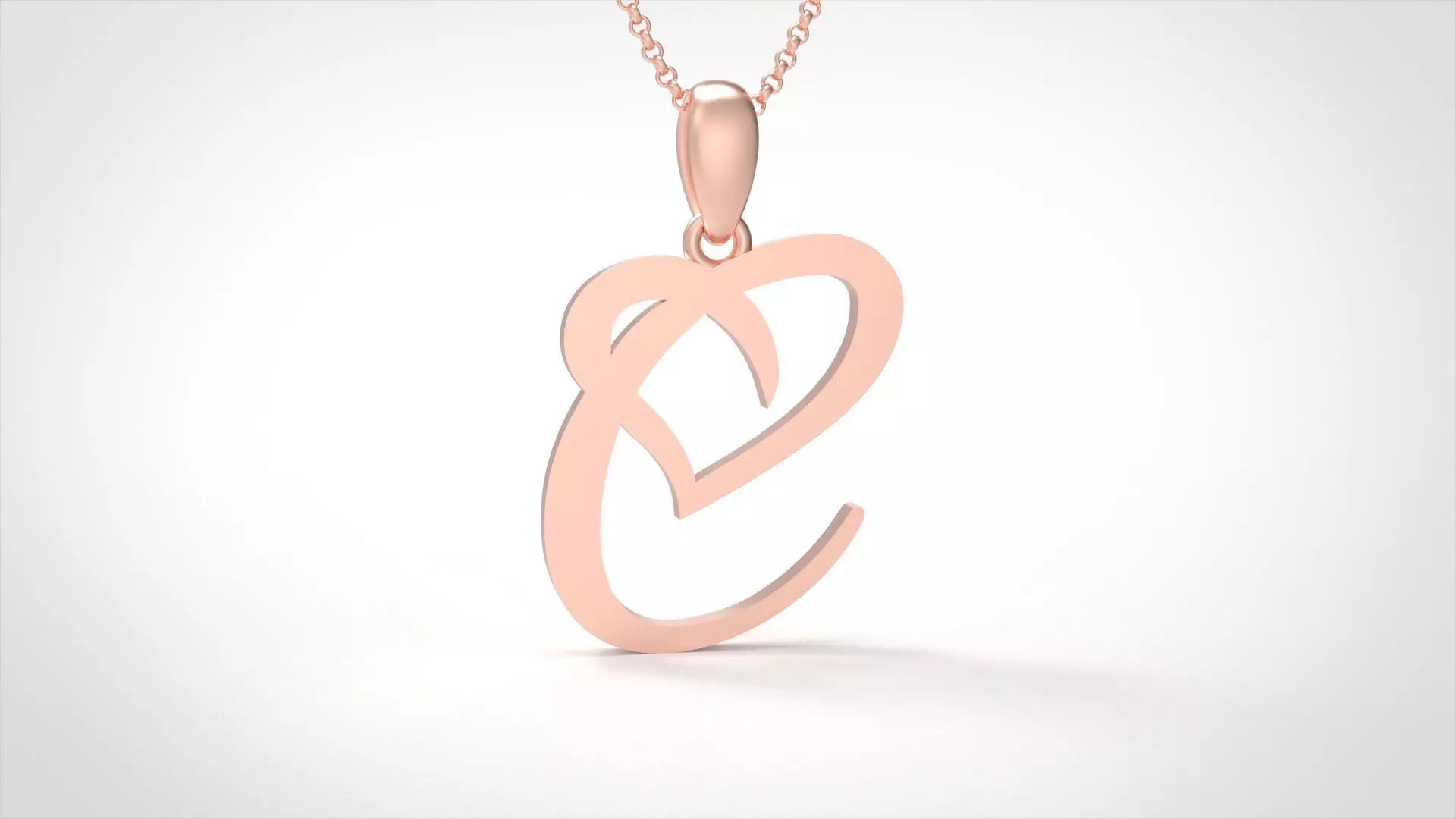 Model 630 C Love Heart Initial Letter   3D print model_0