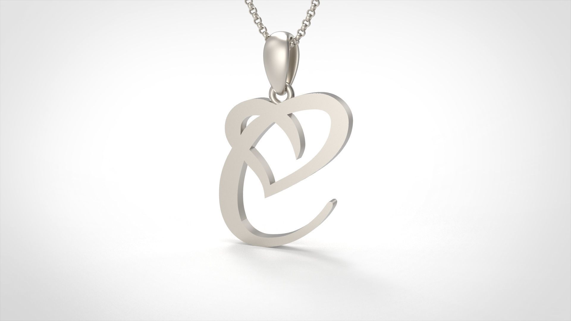 Model 630 C Love Heart Initial Letter   3D print model_4