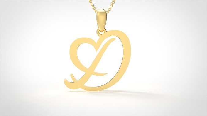 Model 631 D Love Heart Initial Letter   3D print model