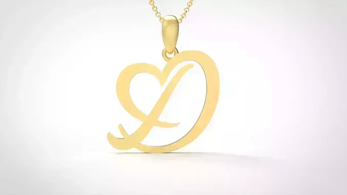 Model 631 D Love Heart Initial Letter  
