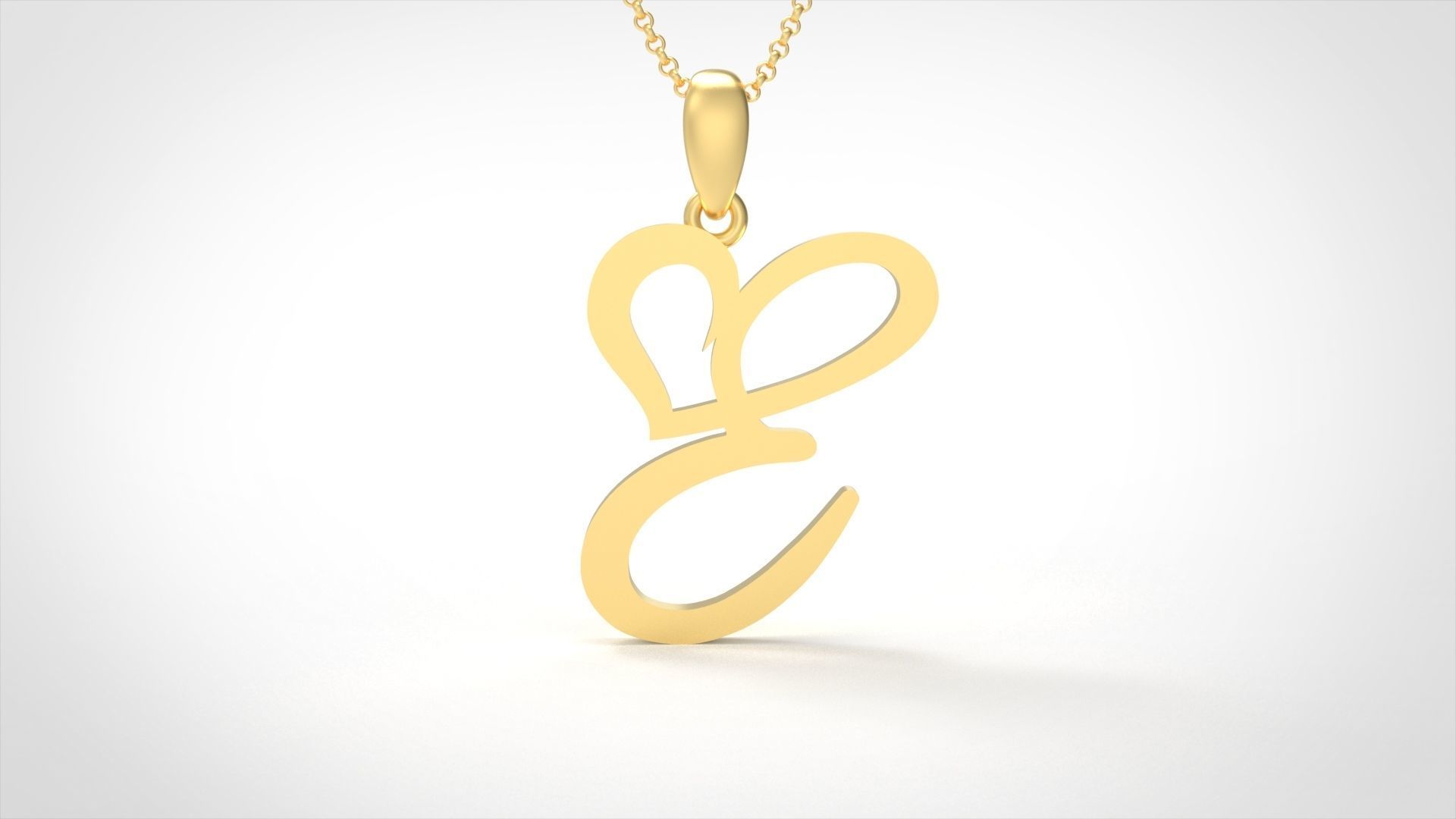Model 632 E Love Heart Initial Letter   3D print model_1