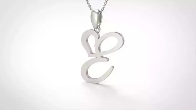 Model 632 E Love Heart Initial Letter   3D print model