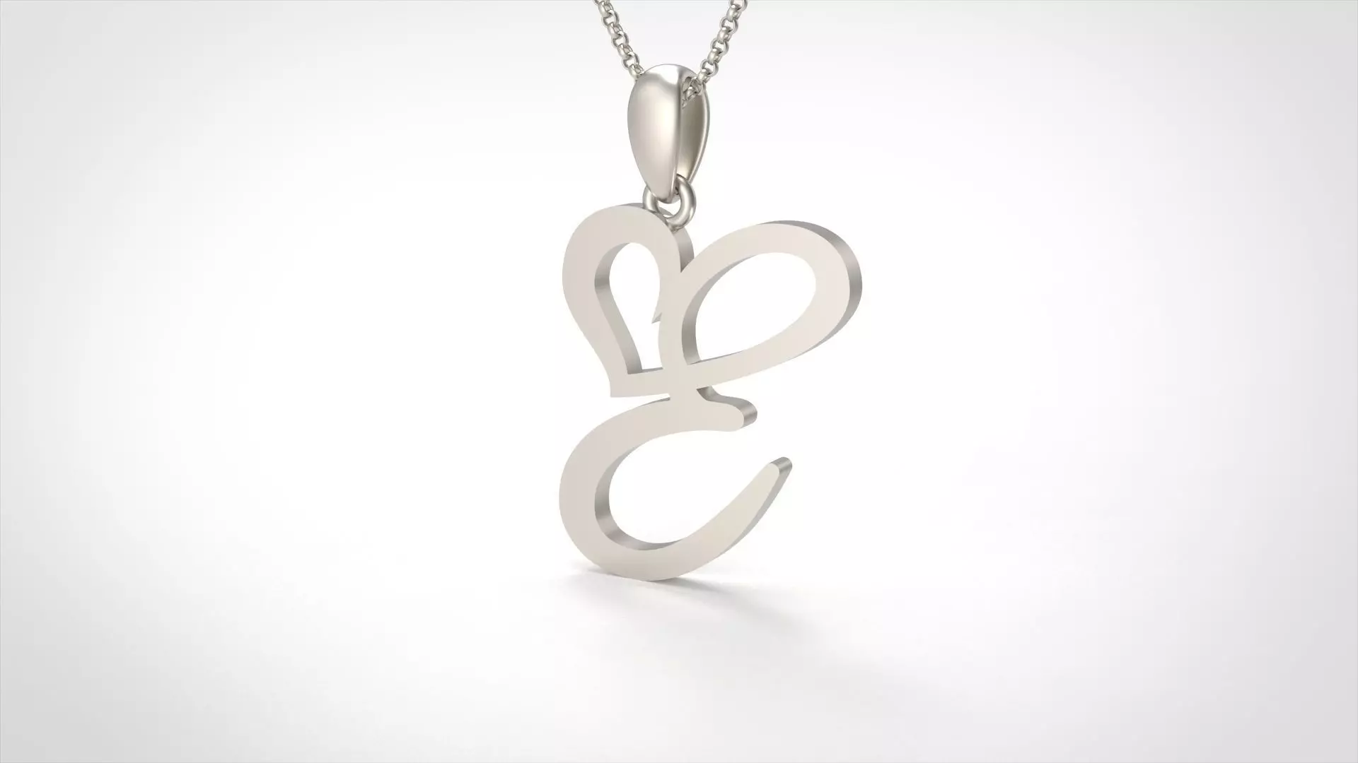 Model 632 E Love Heart Initial Letter   3D print model_0