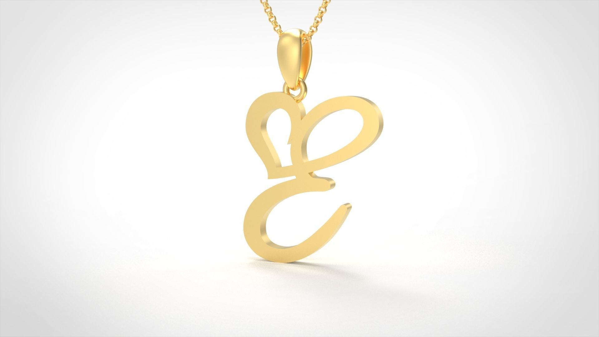 Model 632 E Love Heart Initial Letter   3D print model_2