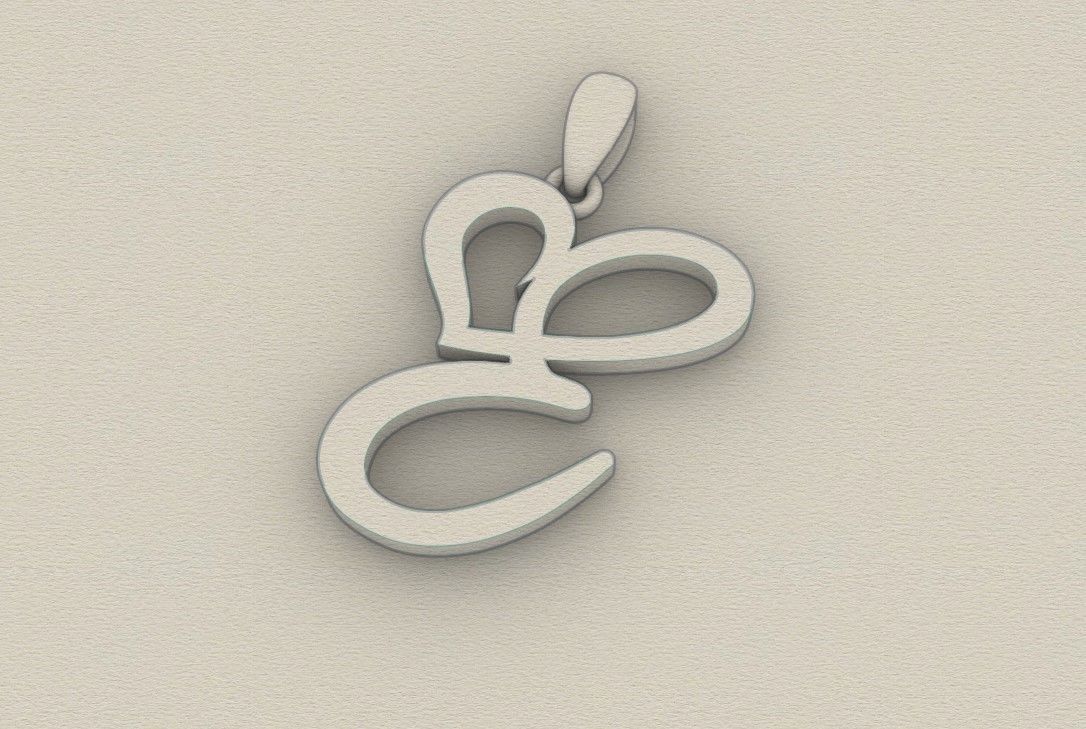 Model 632 E Love Heart Initial Letter   3D print model_9