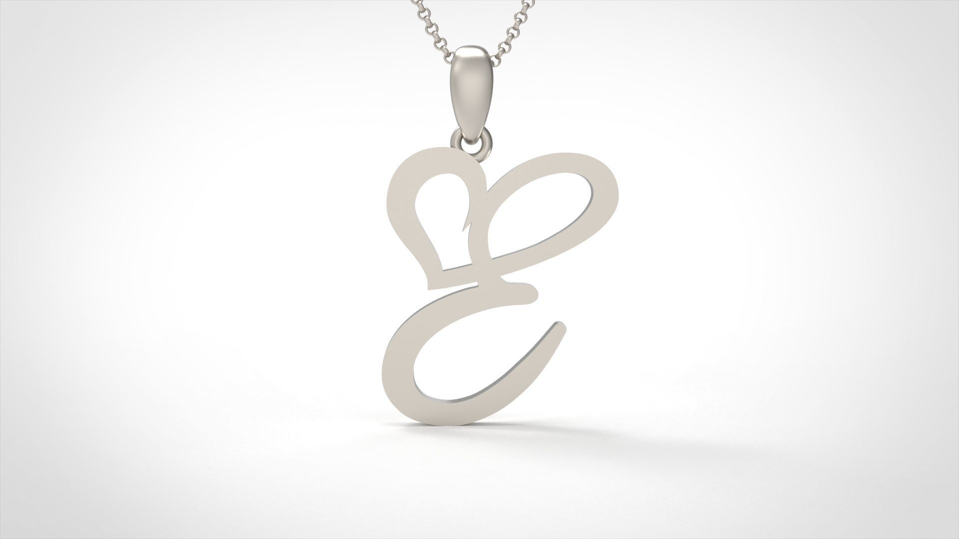 Model 632 E Love Heart Initial Letter   3D print model_4