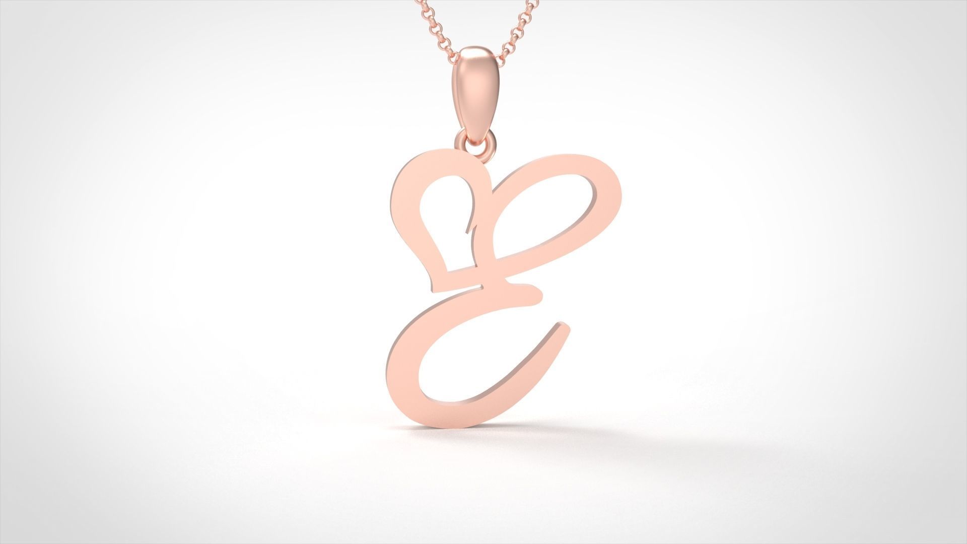 Model 632 E Love Heart Initial Letter   3D print model_5