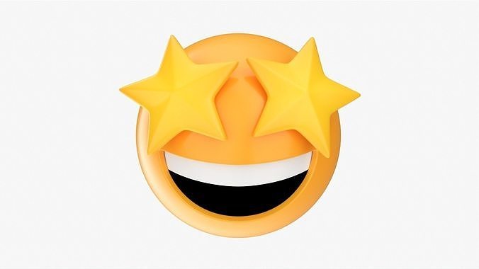 Emoji 077 Laughing with star shaped eyes 3D model
