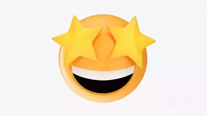 Emoji 077 Laughing with star shaped eyes 3D model
