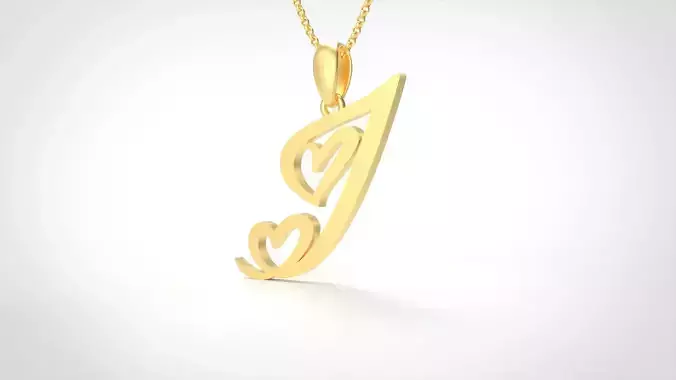 Model 637 J Love Heart Initial Letter  