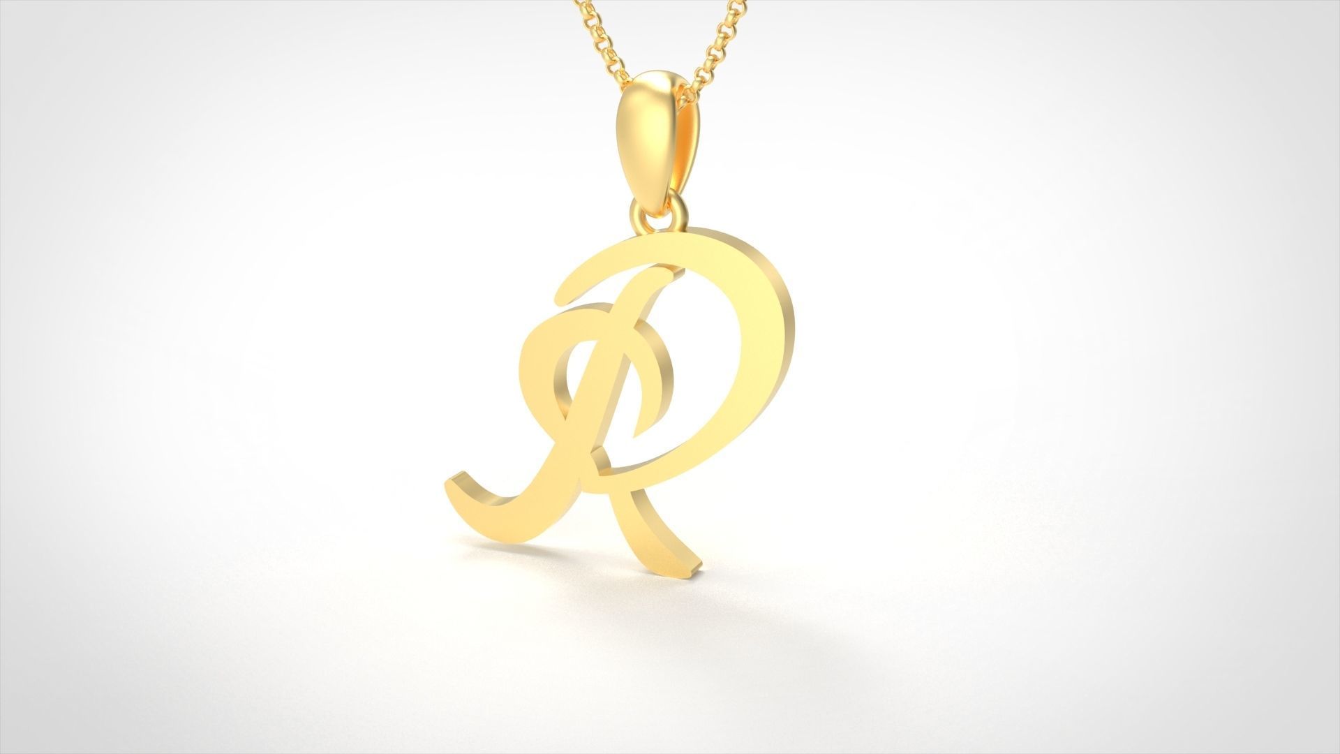 Model 644 R Love Heart Initial Letter   3D print model_3