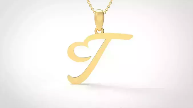 Model 646 T Love Heart Initial Letter  3D print model