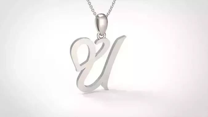 Model 647 U Love Heart Initial Letter   3D print model