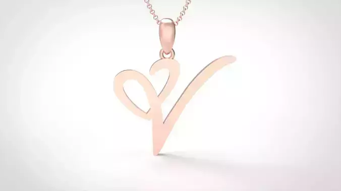 Model 648 V Love Heart Initial Letter  