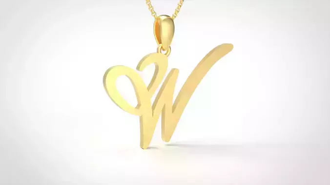 Model 652 W Love Heart Initial Letter  