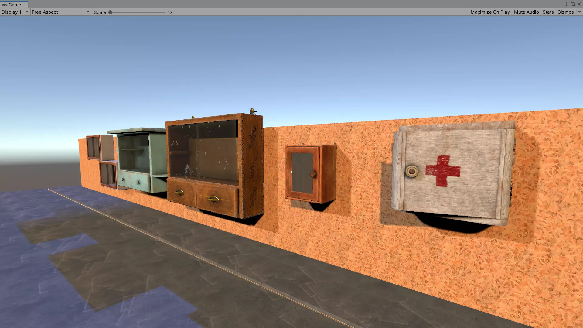 Vintage Closets Architecture Set Low-poly 3D model_0