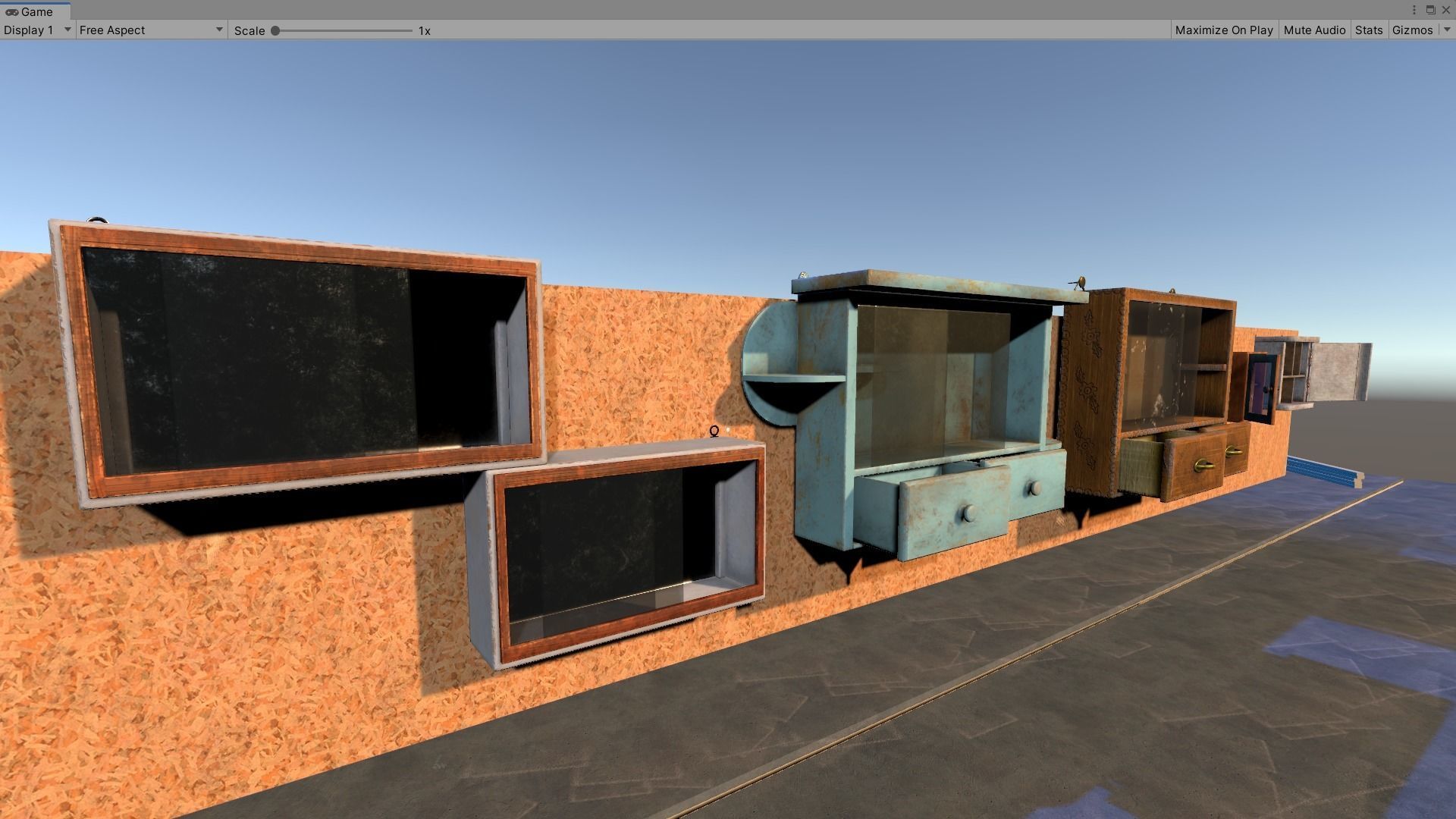 Vintage Closets Architecture Set Low-poly 3D model_5