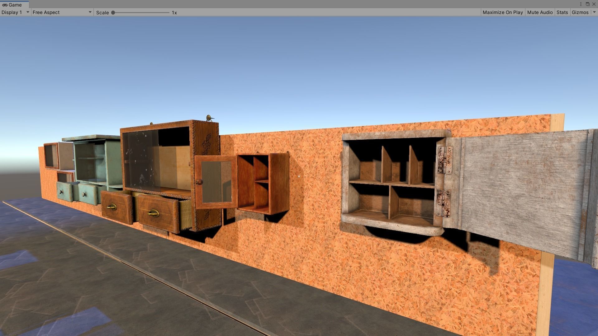 Vintage Closets Architecture Set Low-poly 3D model_3