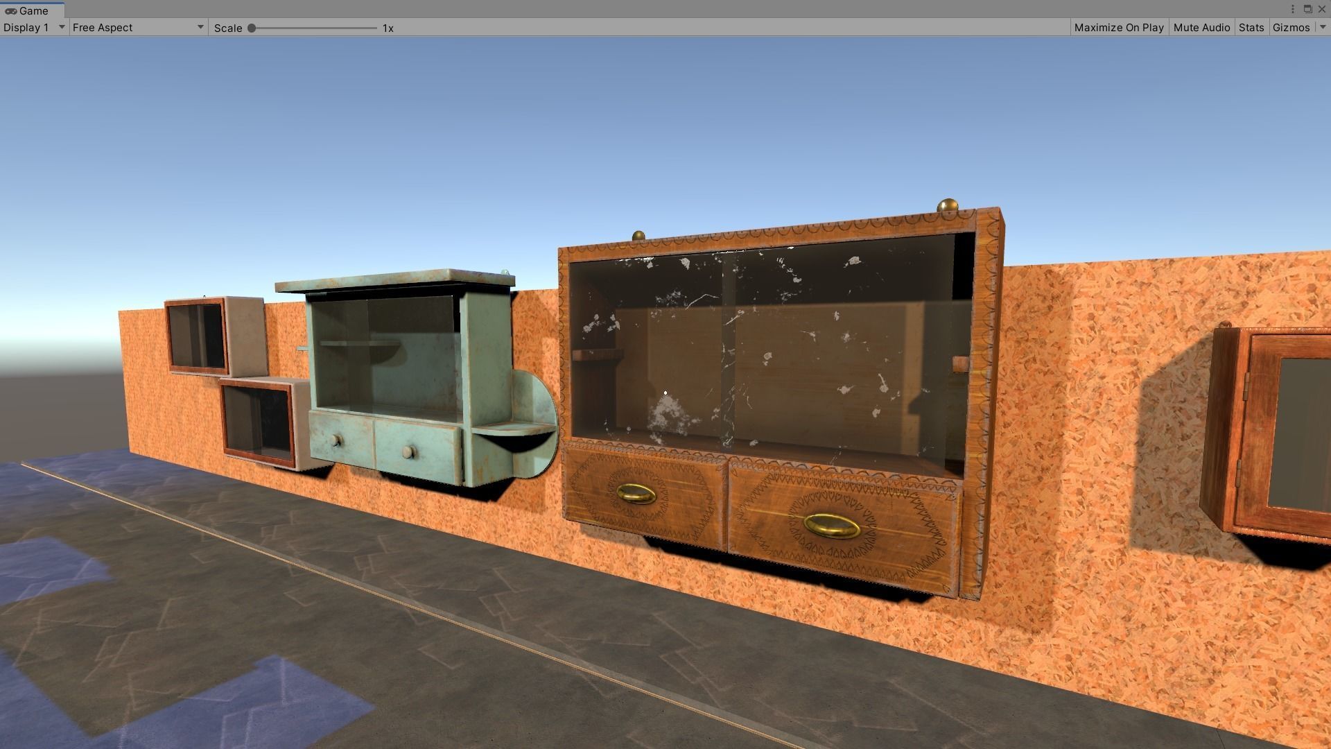 Vintage Closets Architecture Set Low-poly 3D model_7