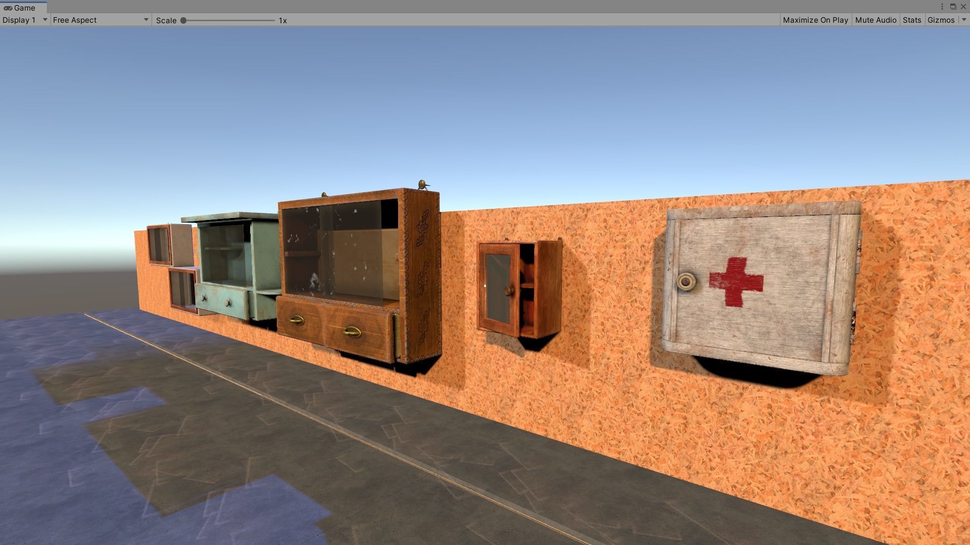 Vintage Closets Architecture Set Low-poly 3D model_34