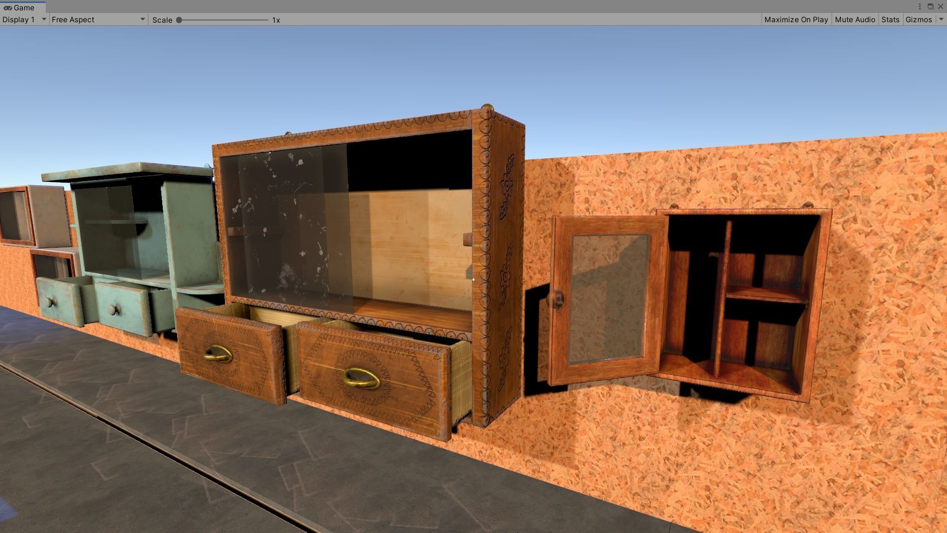 Vintage Closets Architecture Set Low-poly 3D model_6