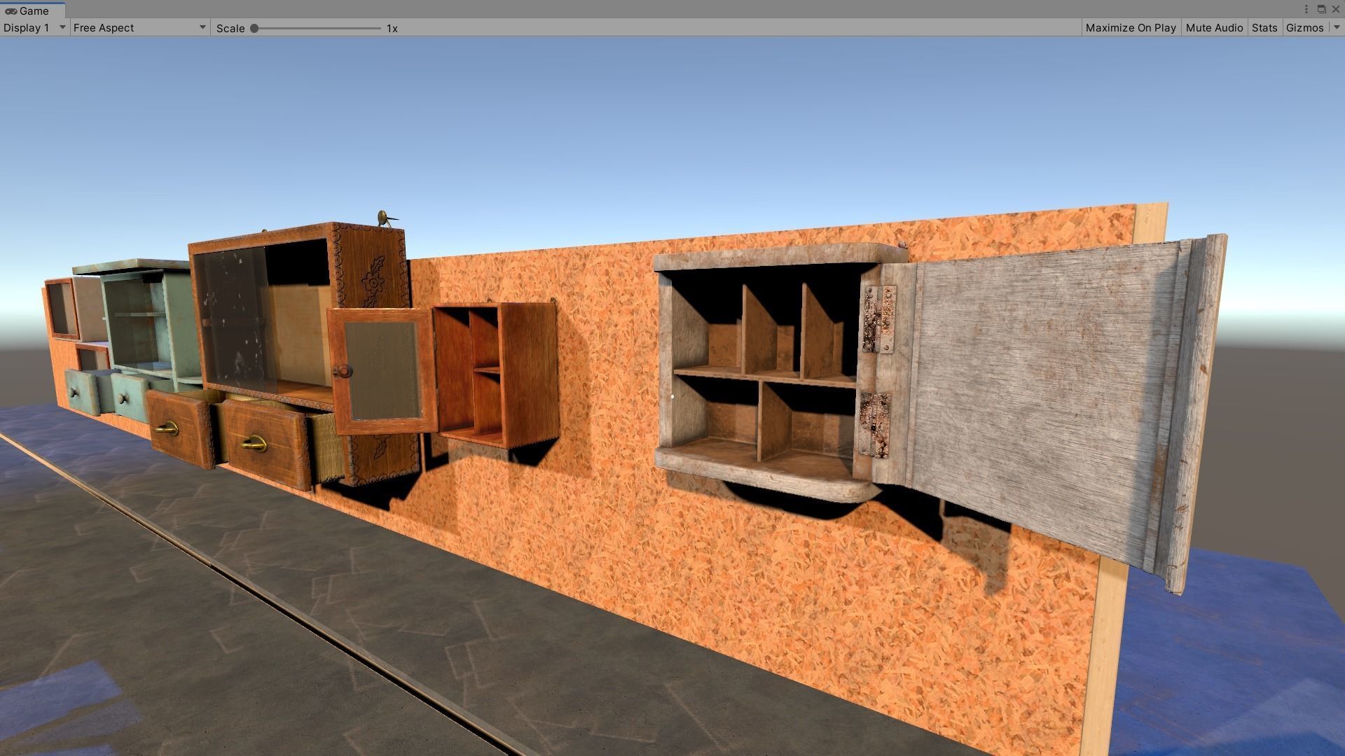 Vintage Closets Architecture Set Low-poly 3D model_12