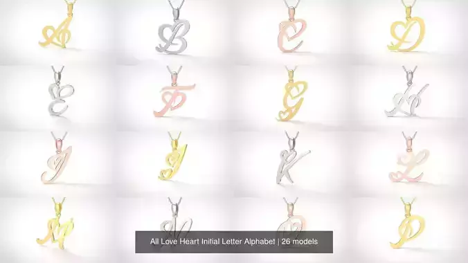  All Love Heart Initial Letter Alphabet