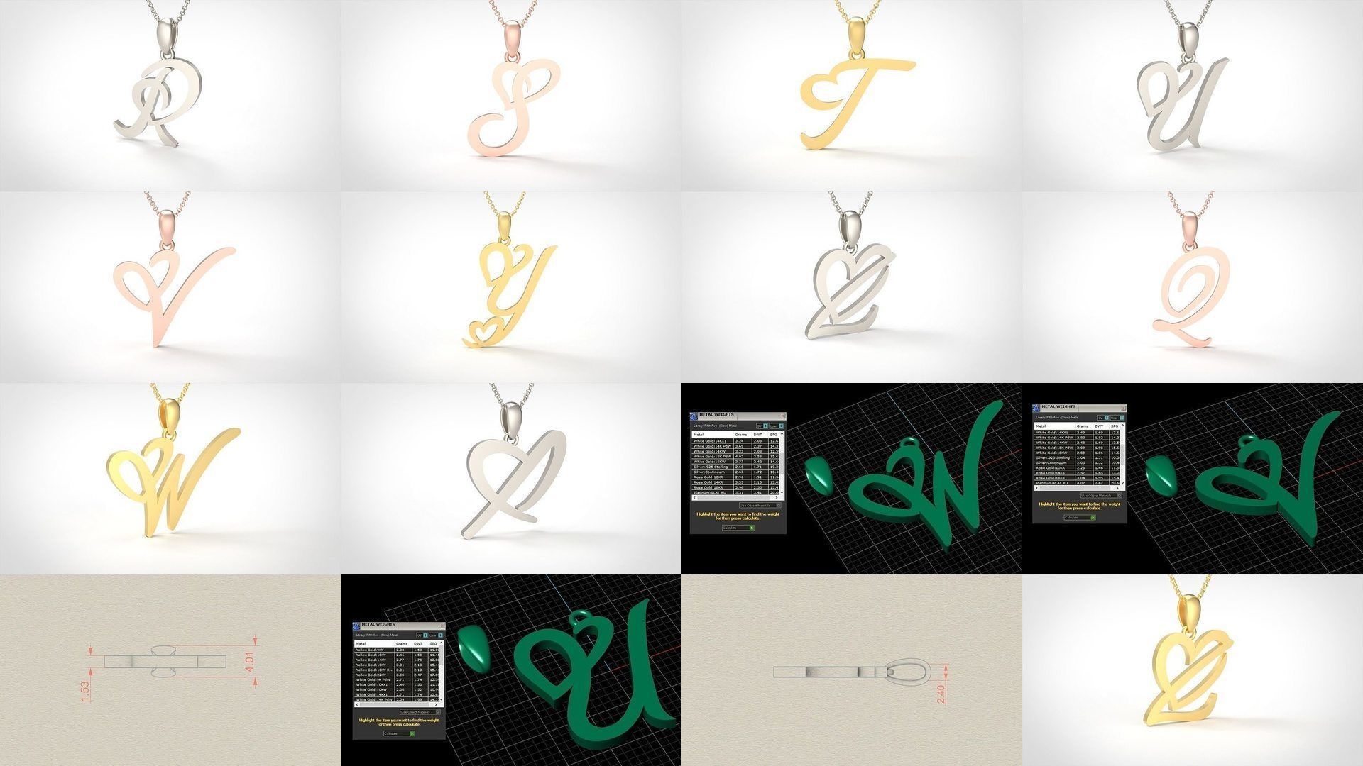  All Love Heart Initial Letter Alphabet 3D Model Collection_1