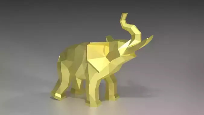 Low Poly Elephant golden