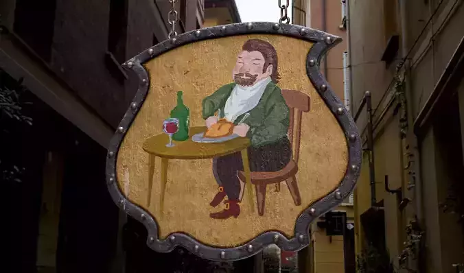 Old Tavern Street Sign 4K and 8K Low-poly 3D model