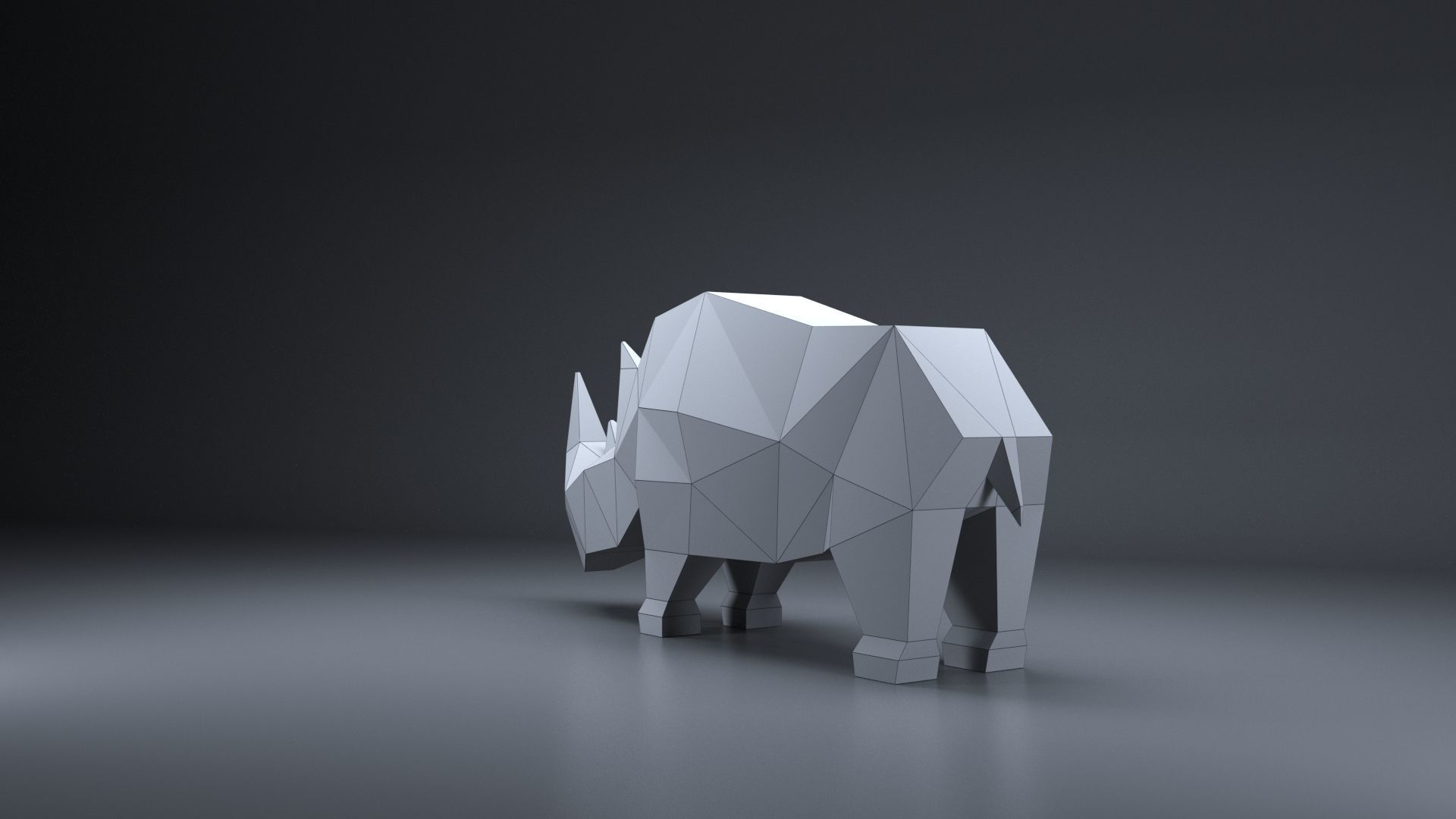 Low Poly rhinoceros Model Origami 3D print model 3D print model 3D print model_7
