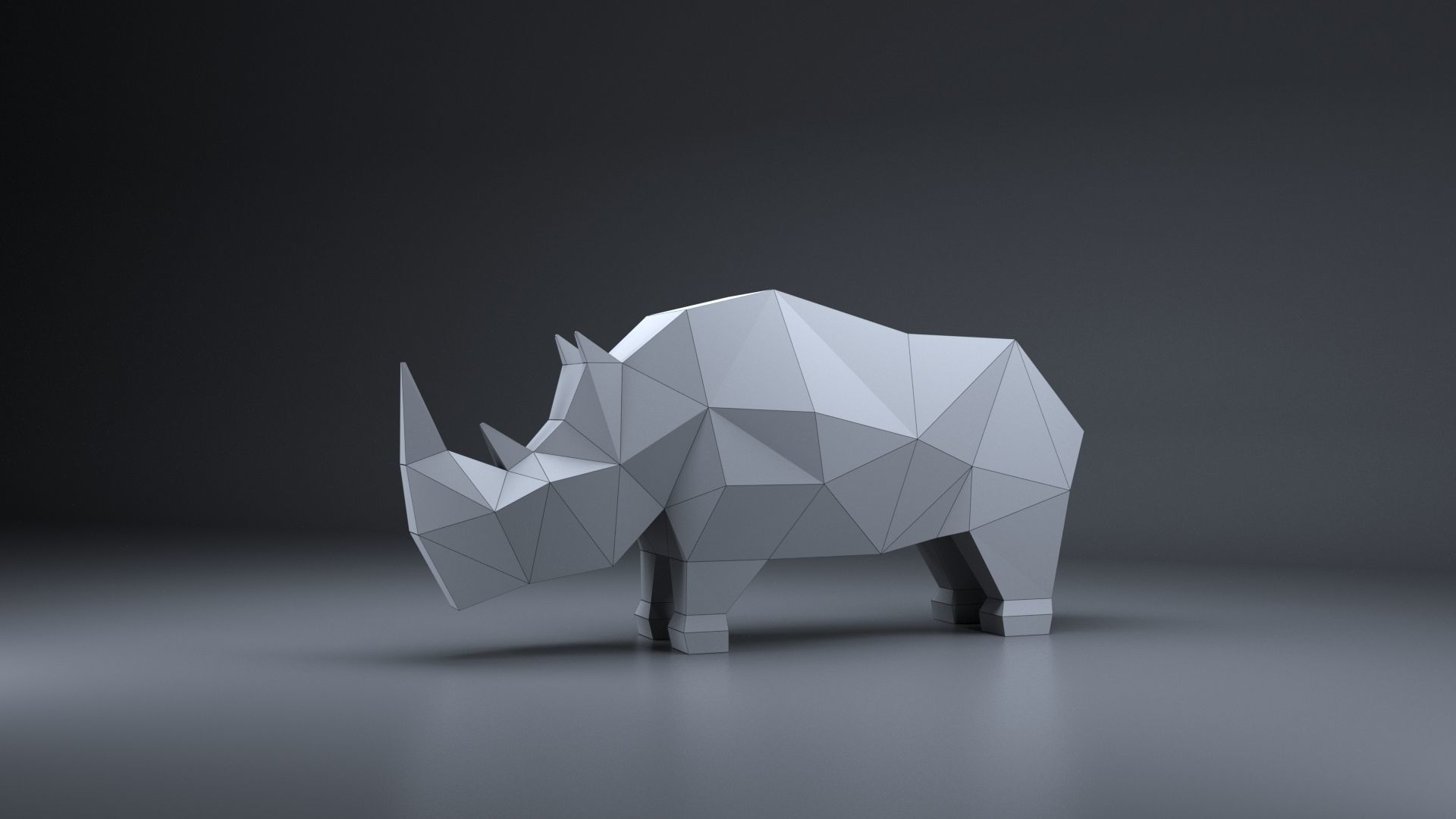 Low Poly rhinoceros Model Origami 3D print model 3D print model 3D print model_5