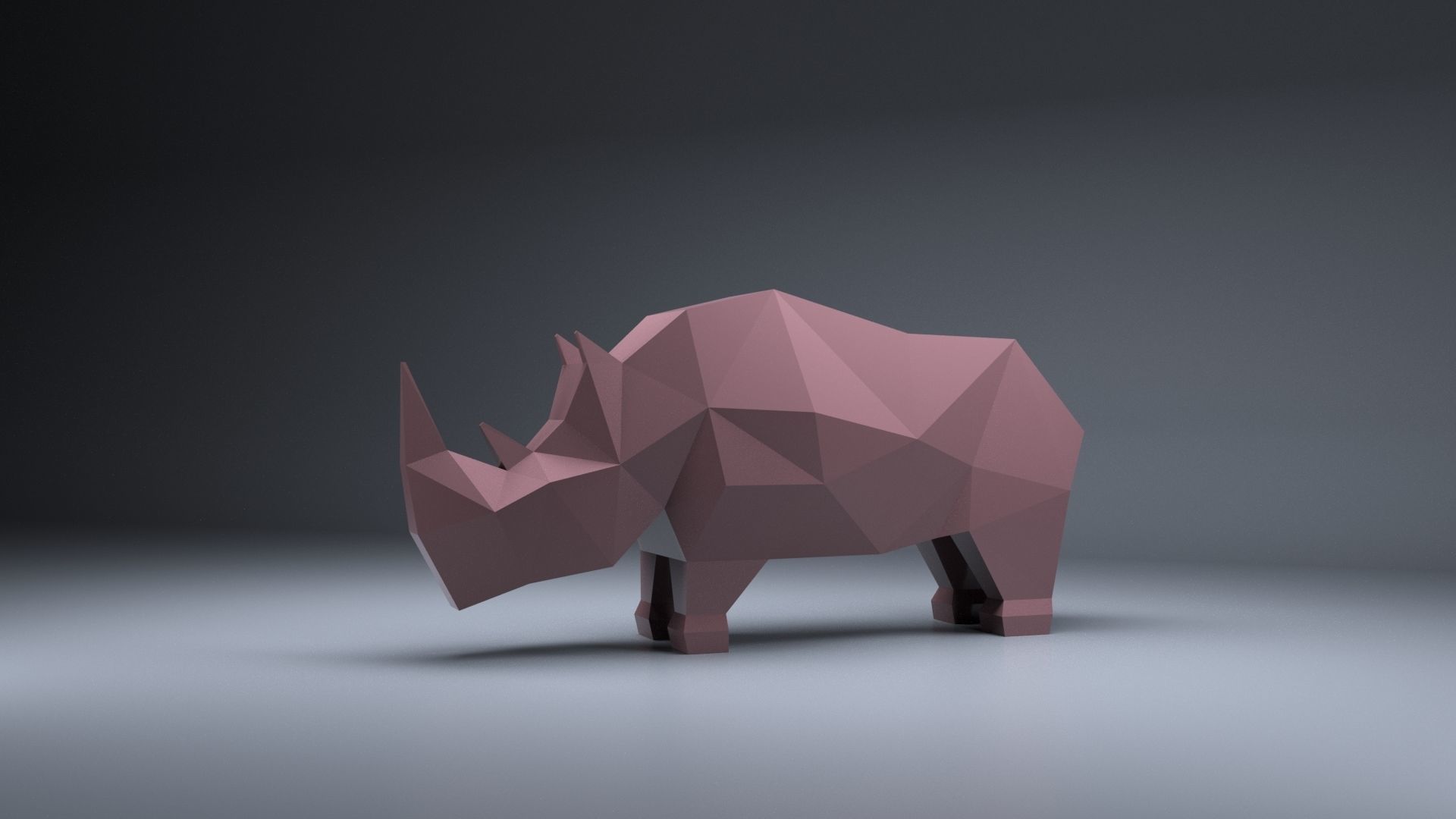 Low Poly rhinoceros Model Origami 3D print model 3D print model 3D print model_4