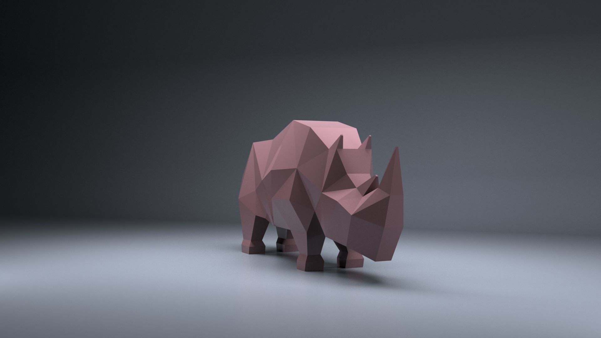 Low Poly rhinoceros Model Origami 3D print model 3D print model 3D print model_2