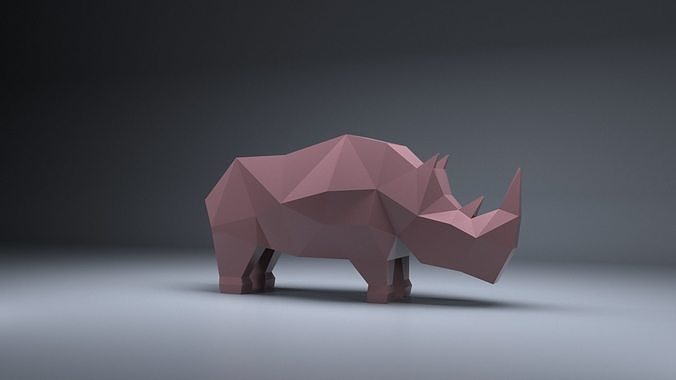 Low Poly rhinoceros  Model Origami 3D print model 3D print model 3D print model