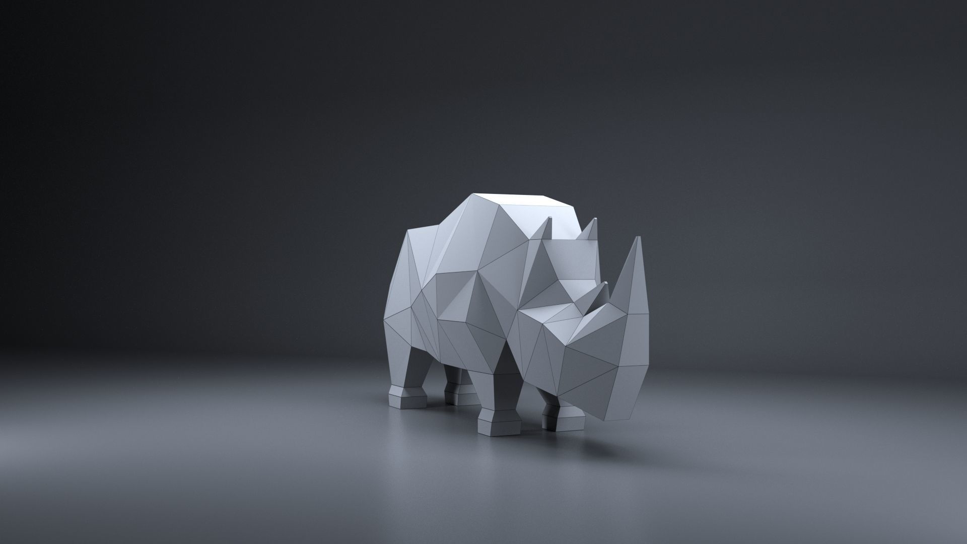 Low Poly rhinoceros Model Origami 3D print model 3D print model 3D print model_3