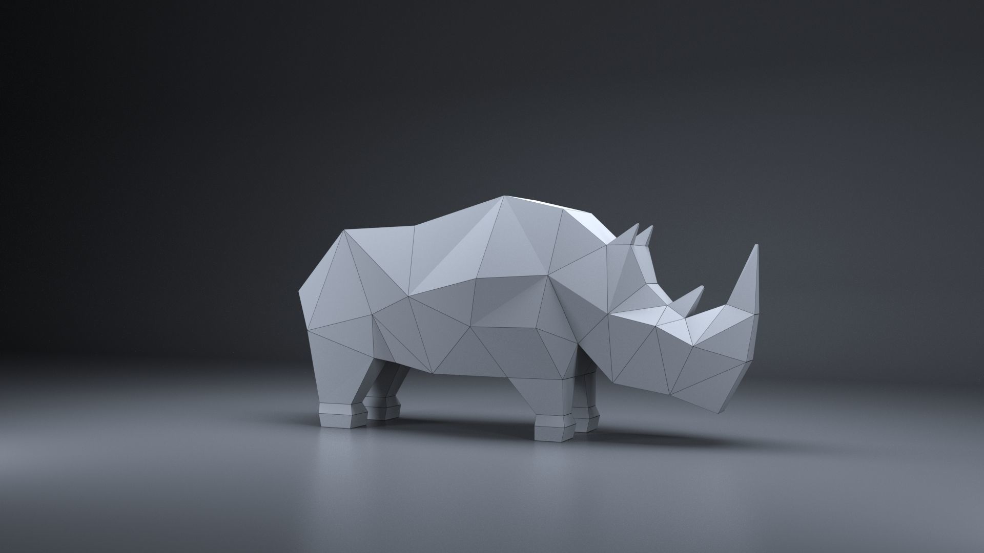 Low Poly rhinoceros Model Origami 3D print model 3D print model 3D print model_9