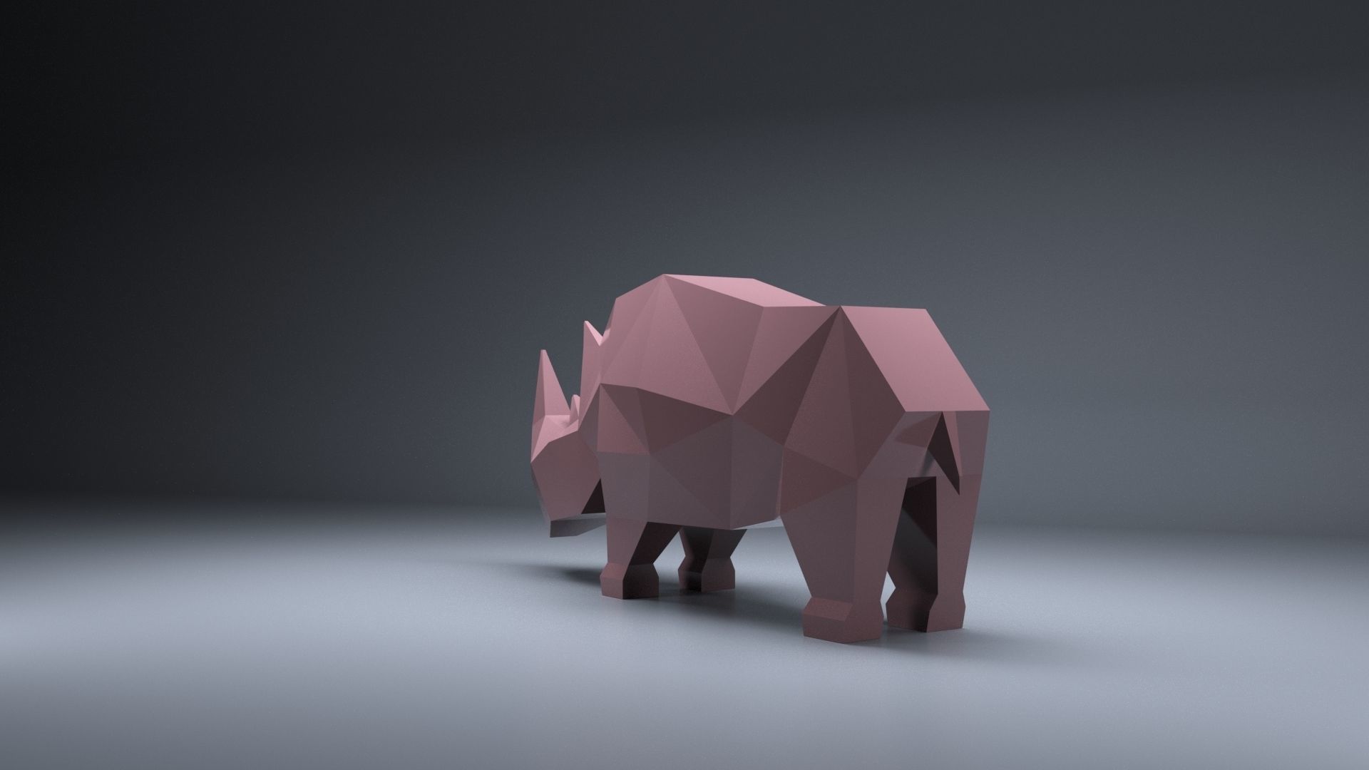 Low Poly rhinoceros Model Origami 3D print model 3D print model 3D print model_6