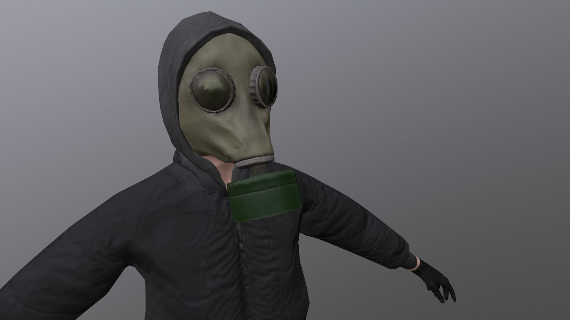 bandit in a gas mask Low-poly 3D model_3