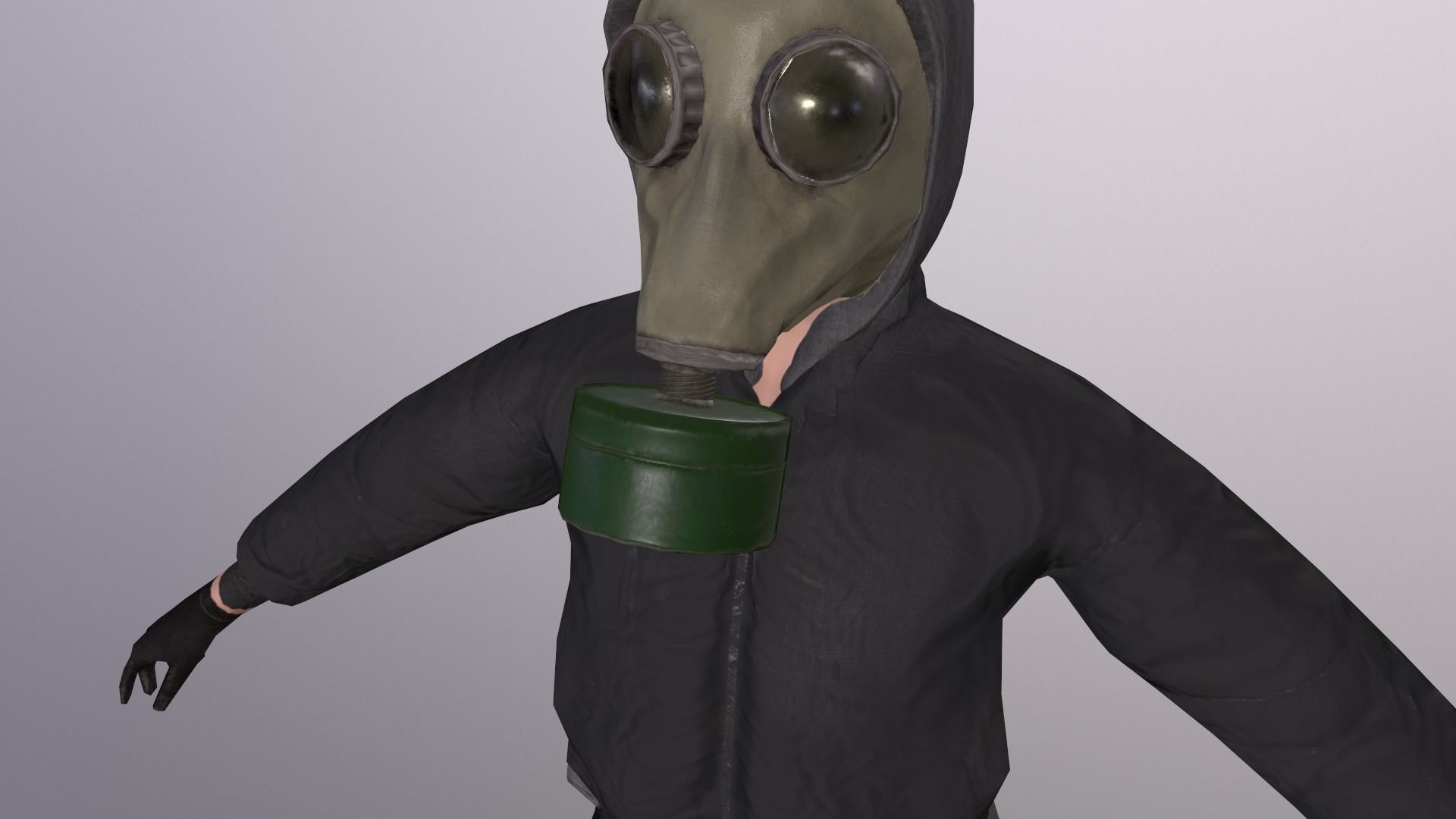 bandit in a gas mask Low-poly 3D model_8