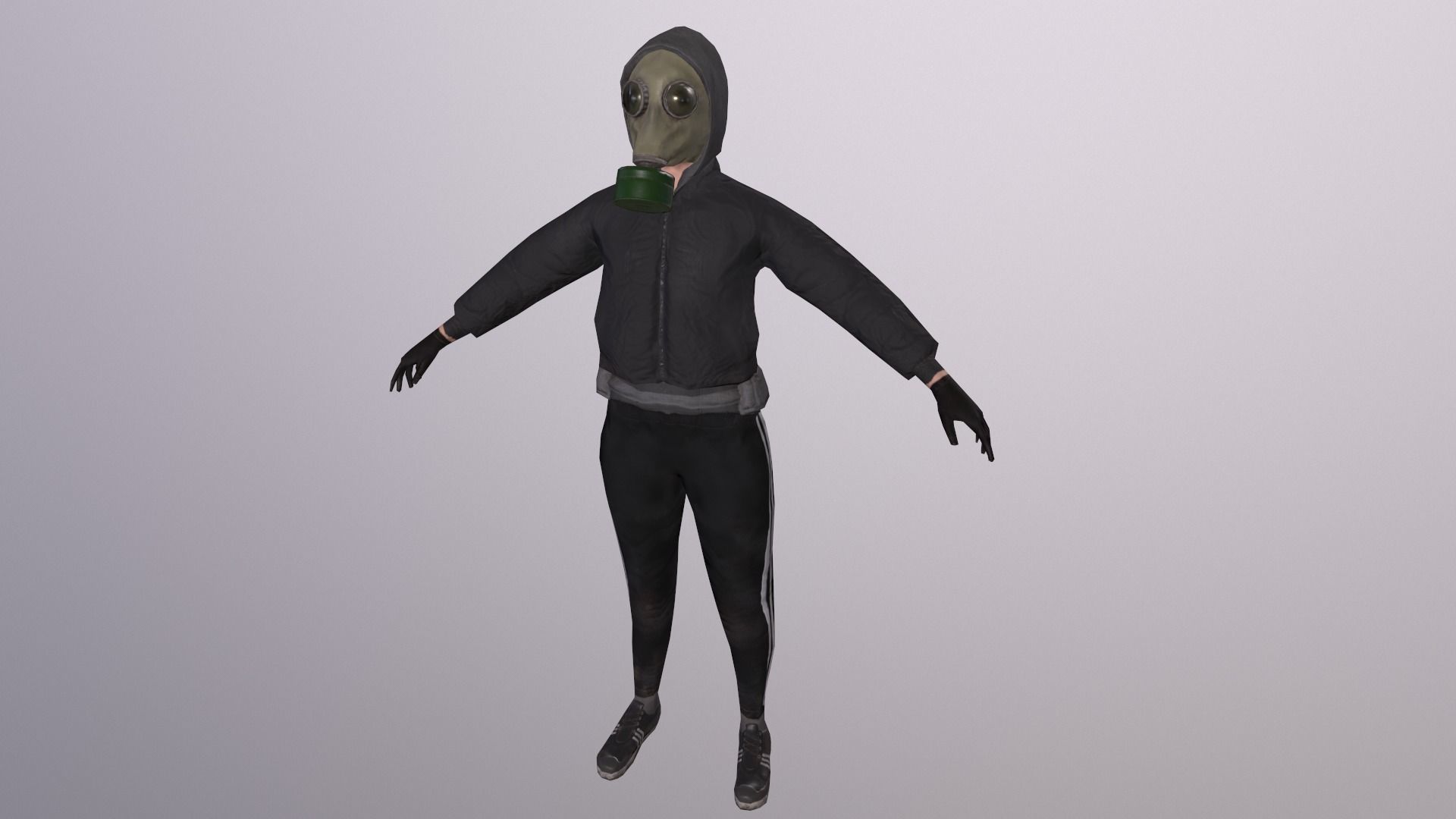 bandit in a gas mask Low-poly 3D model_4