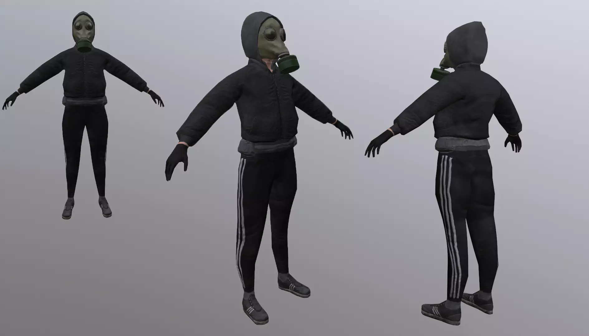 bandit in a gas mask Low-poly 3D model_0