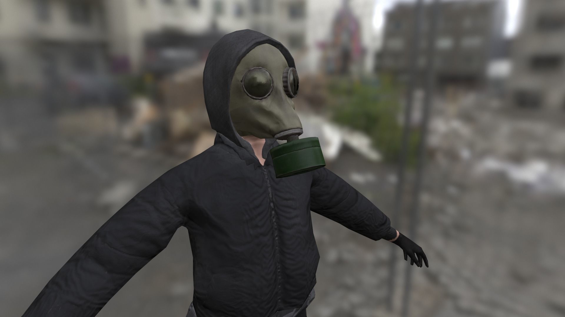 bandit in a gas mask Low-poly 3D model_12
