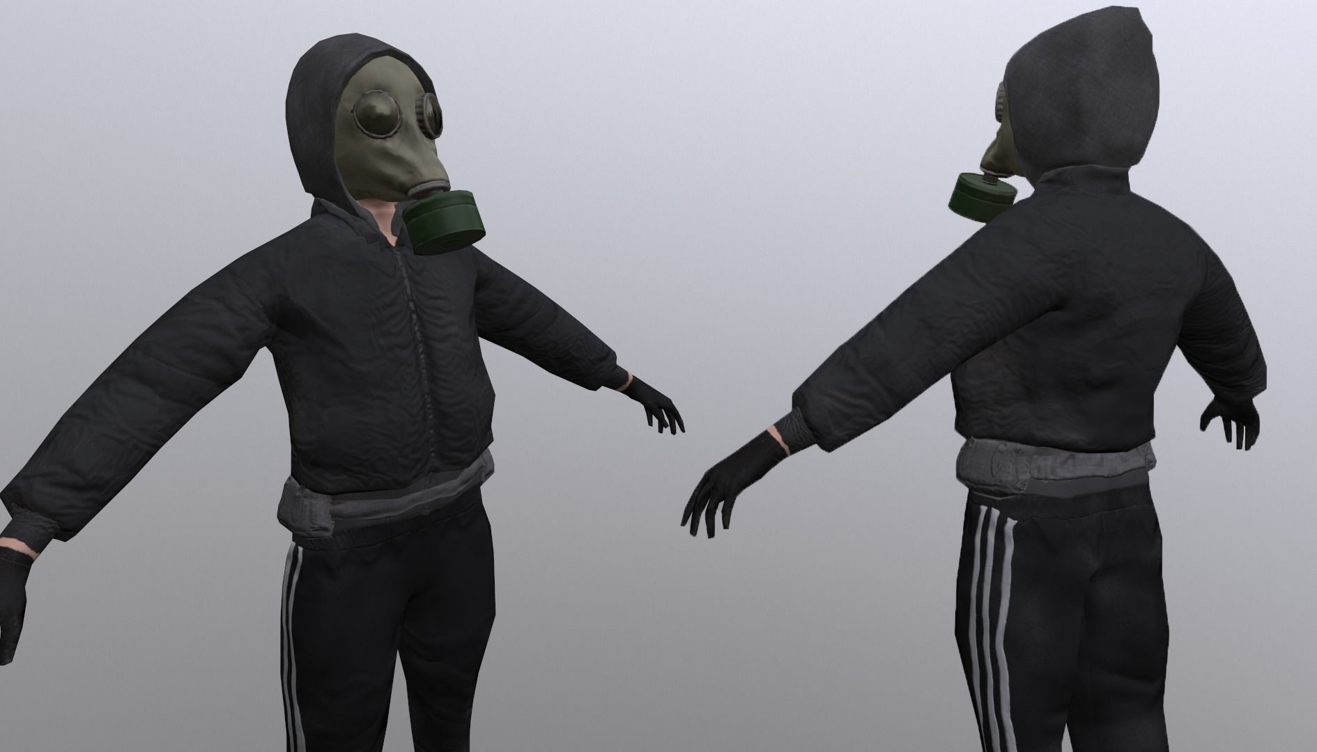 bandit in a gas mask Low-poly 3D model_2