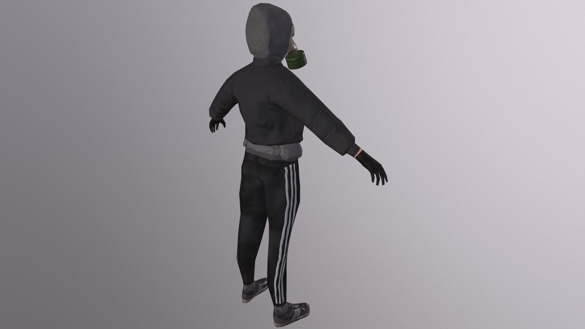 bandit in a gas mask Low-poly 3D model_5