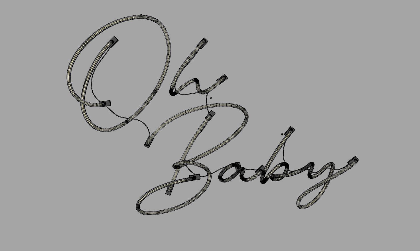 Oh Baby - Neon Sign 3D model_7