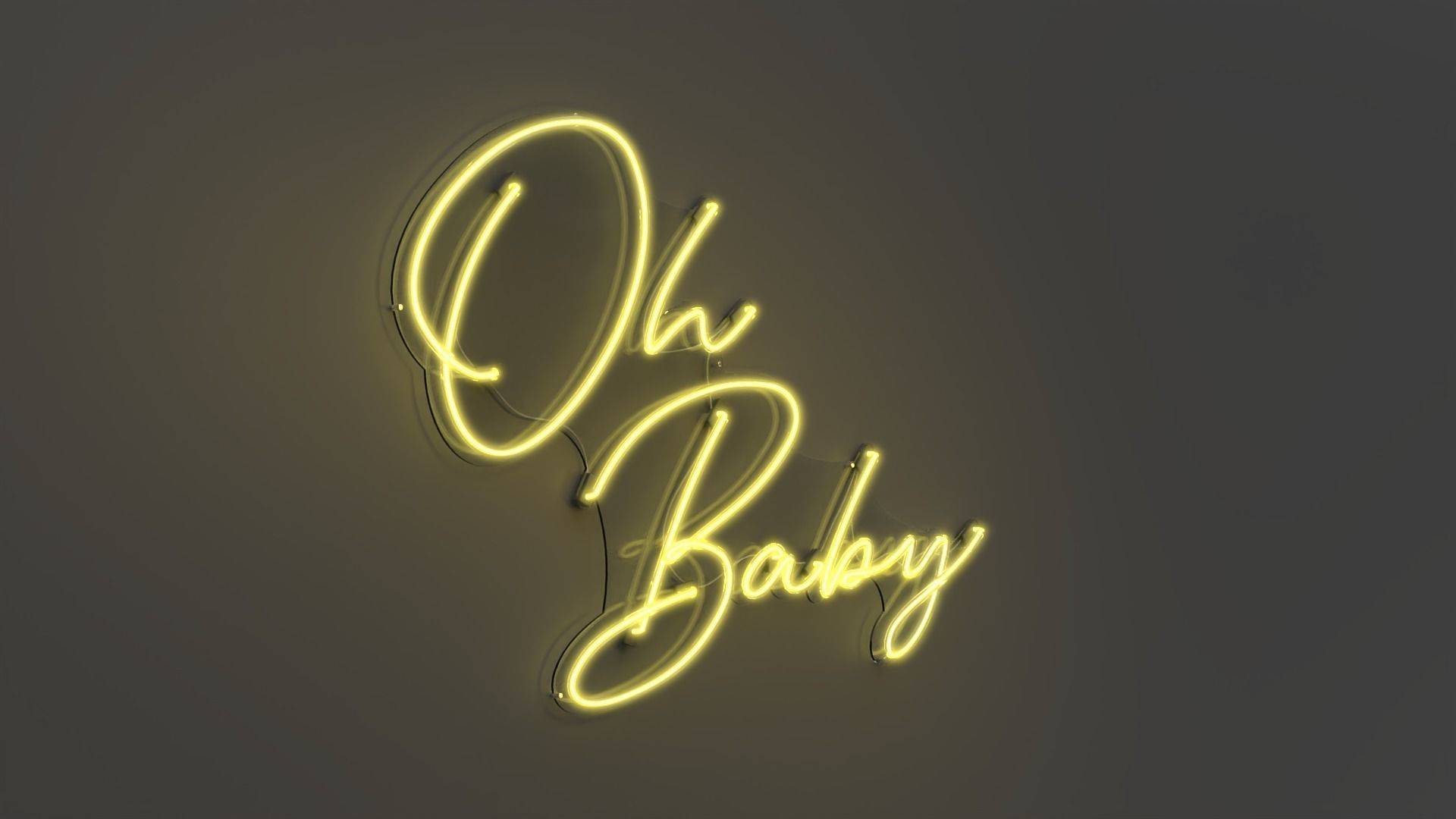 Oh Baby - Neon Sign 3D model_5