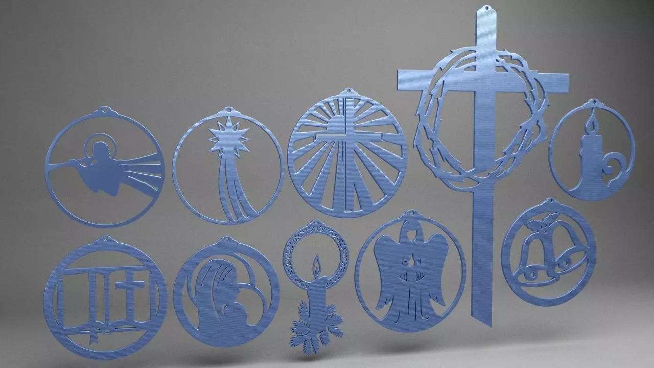 Christmas hanging ornament pack 3D print model_0