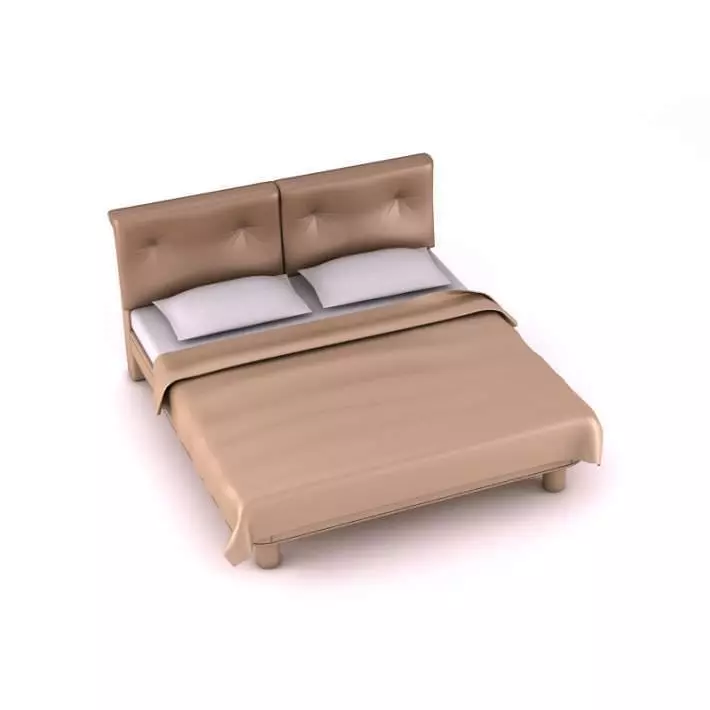 Beige Classic Bed 3D model