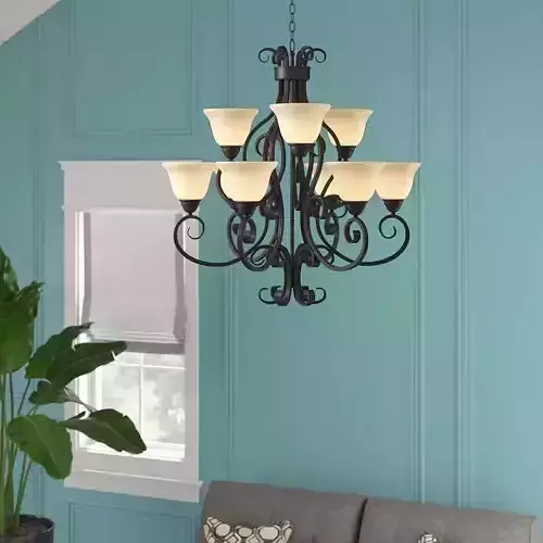 Amelia 9-Light Shaded Tiered Chandelier 3D model